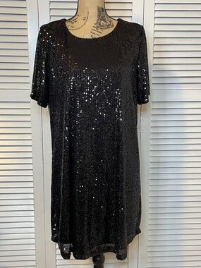 NWOT - Betsey Johnson Black Sequin Dress - Sz XL